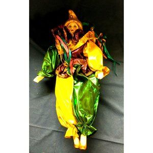 17" Porcelain Doll "Naturally New Orleans" Good Luck Harlequin Gold Green Purple